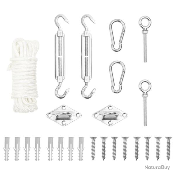 Jeu d'accessoires de voile d'ombrage 9 pcs Acier inoxydable