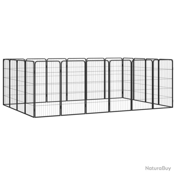Parc pour chien 20panneaux Noir 50x100cm Acier enduit de poudre