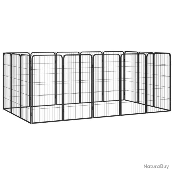 Parc pour chien 16panneaux Noir 50x100cm Acier enduit de poudre