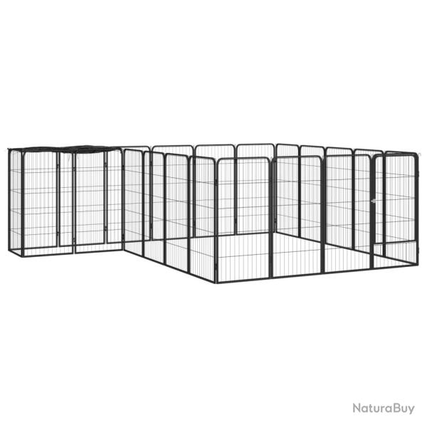 Parc pour chien 22panneaux Noir 50x100cm Acier enduit de poudre