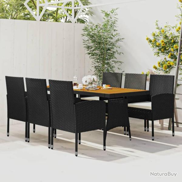 Mobilier � d�ner d'ext�rieur 7 pcs R�sine tress�e Noir