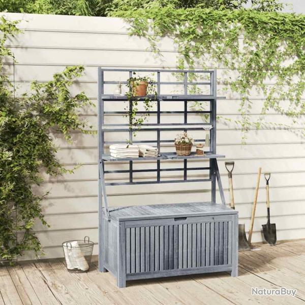 Bo�te de rangement avec treillis Gris 99x55x160cm Acacia solide