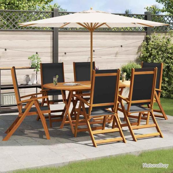 Chaises de jardin pliantes lot de 6 acacia massif et textil�ne