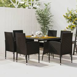 Ensemble &agrave; manger d'ext&eacute;rieur 7 pcs R&eacute;sine tress&eacute;e Noir
