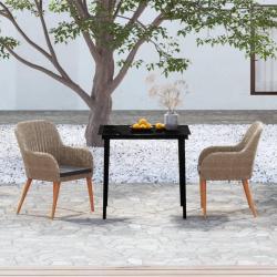 Ensemble &agrave; manger de jardin avec coussins 3 pcs marron