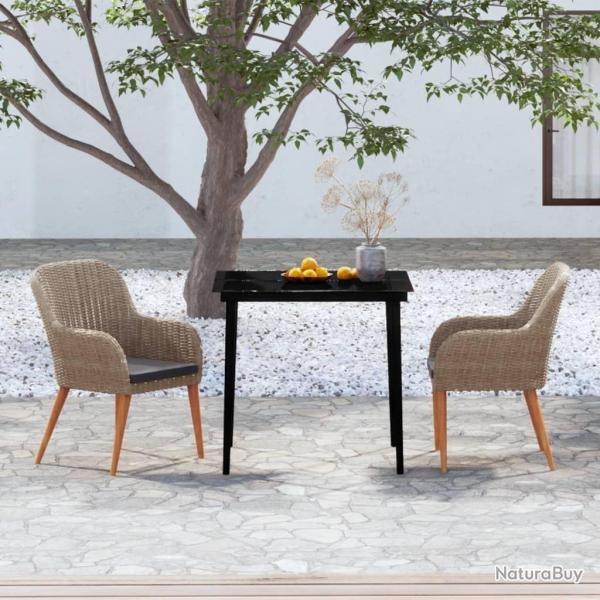Ensemble � manger de jardin avec coussins 3 pcs marron