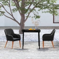 Ensemble &agrave; manger de jardin avec coussins 3 pcs noir