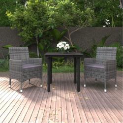 Ensemble &agrave; manger de jardin coussins 3 pcs R&eacute;sine tress&eacute;e Verre