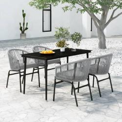 Ensemble &agrave; manger de jardin 5 pcs Gris