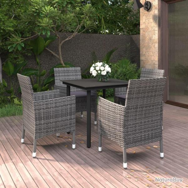 Ensemble � manger de jardin coussins 5 pcs R�sine tress�e Verre