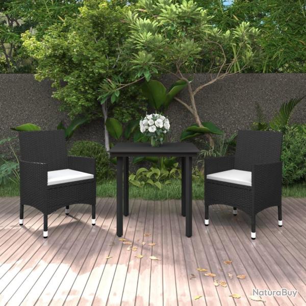 Ensemble � manger de jardin coussins 3 pcs R�sine tress�e Verre