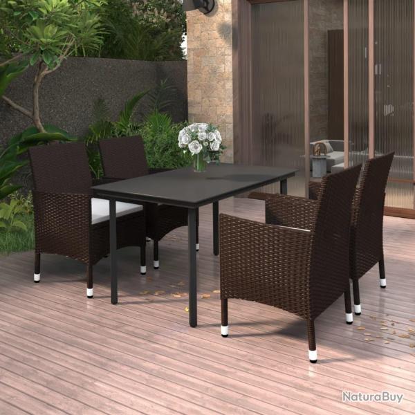 Ensemble � manger de jardin coussins 5 pcs R�sine tress�e Verre