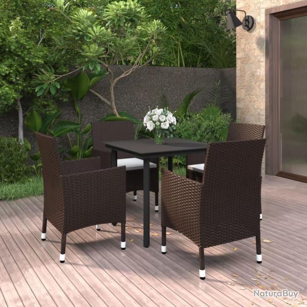 Ensemble � manger de jardin coussins 5 pcs R�sine tress�e Verre