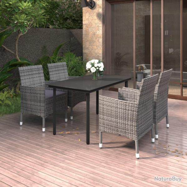 Ensemble � manger de jardin coussins 5 pcs R�sine tress�e Verre