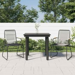 Ensemble &agrave; manger de jardin 3 pcs noir rotin PVC