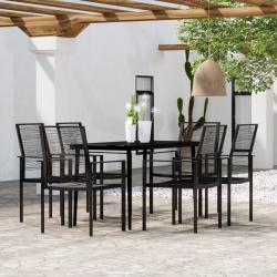 Ensemble &agrave; manger de jardin 7 pcs Noir