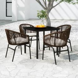 Ensemble &agrave; manger de jardin 5 pcs Marron