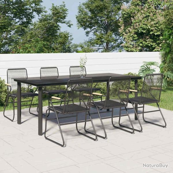 Ensemble � manger de jardin 7 pcs Noir Rotin PVC