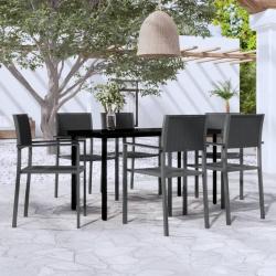Ensemble &agrave; manger de jardin 7 pcs Noir