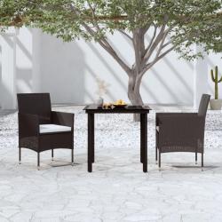 Ensemble &agrave; manger de jardin avec coussins 3 pcs noir