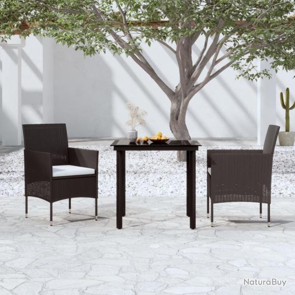 Ensemble � manger de jardin avec coussins 3 pcs noir