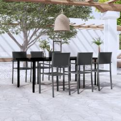 Ensemble &agrave; manger de jardin 7 pcs Noir