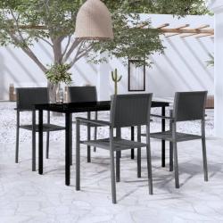 Ensemble &agrave; manger de jardin 5 pcs Noir