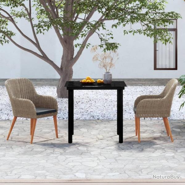 Ensemble � manger de jardin avec coussins 3 pcs marron