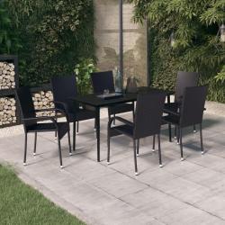 Ensemble &agrave; manger de jardin 7 pcs Noir