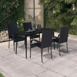 Ensemble &agrave; manger de jardin 5 pcs Noir