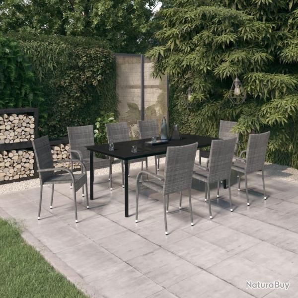 Ensemble � manger de jardin 9 pcs Gris et noir