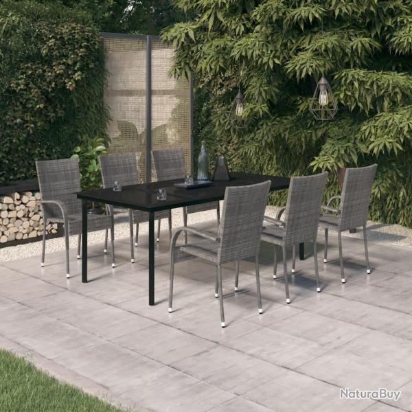 Ensemble � manger de jardin 7 pcs Gris et noir
