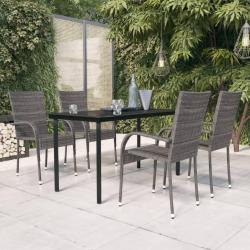 Ensemble &agrave; manger de jardin 5 pcs Gris et noir