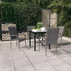 Ensemble &agrave; manger de jardin 5 pcs Gris et noir