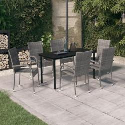 Ensemble &agrave; manger de jardin 7 pcs Gris et noir
