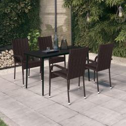Ensemble &agrave; manger de jardin 5 pcs Marron et noir