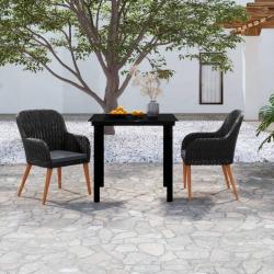 Ensemble &agrave; manger de jardin avec coussins 3 pcs noir