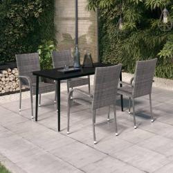 Ensemble &agrave; manger de jardin 5 pcs Gris et noir