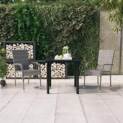 Ensemble &agrave; manger de jardin 3 pcs Gris et noir