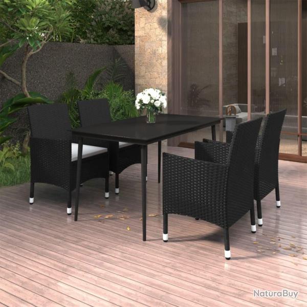 Ensemble � manger de jardin coussins 5 pcs R�sine tress�e Verre