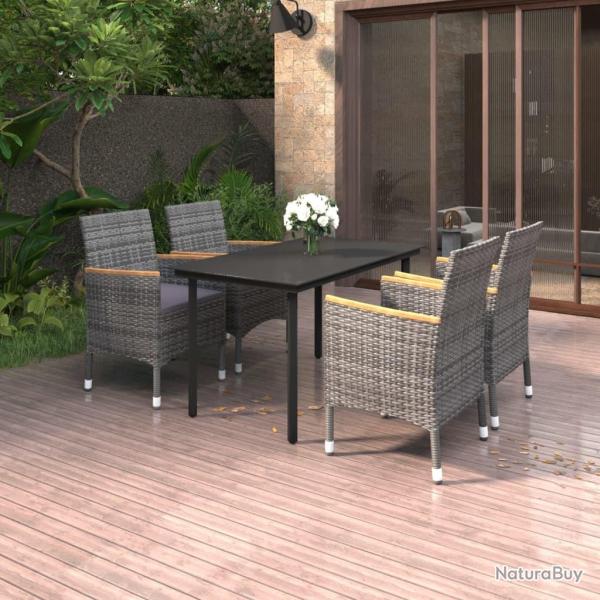 Ensemble � manger de jardin coussins 5 pcs R�sine tress�e Verre