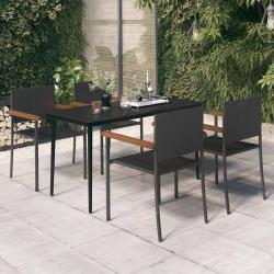 Ensemble &agrave; manger de jardin 5 pcs Noir