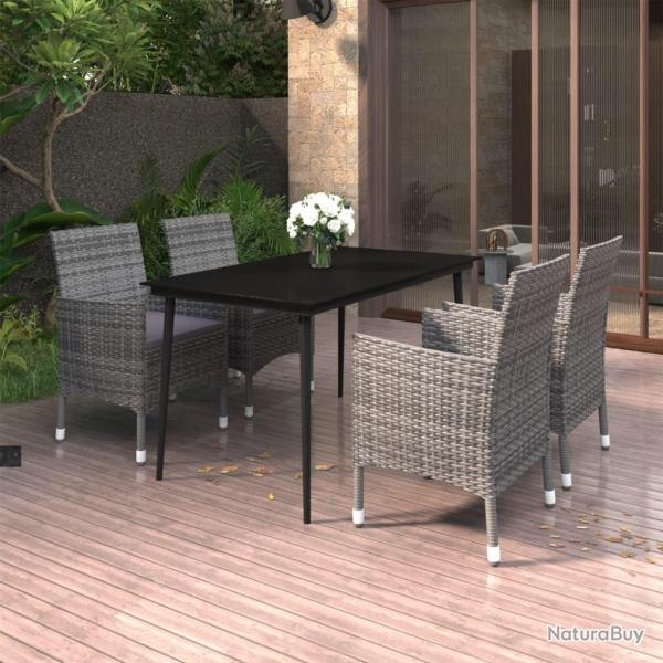 Ensemble � manger de jardin coussins 5 pcs R�sine tress�e Verre