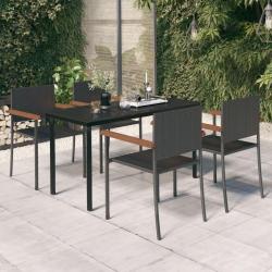 Ensemble &agrave; manger de jardin 5 pcs Noir