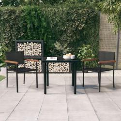 Ensemble &agrave; manger de jardin 3 pcs Noir