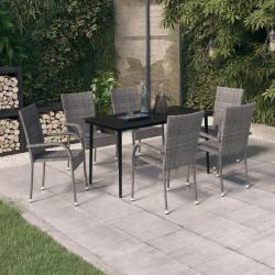 Ensemble &agrave; manger de jardin 7 pcs Gris et noir