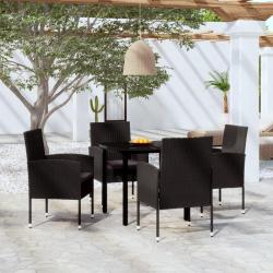 Ensemble &agrave; manger de jardin 5 pcs Noir