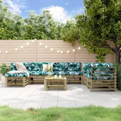 Salon de jardin 8 pcs bois de pin impr&eacute;gn&eacute;