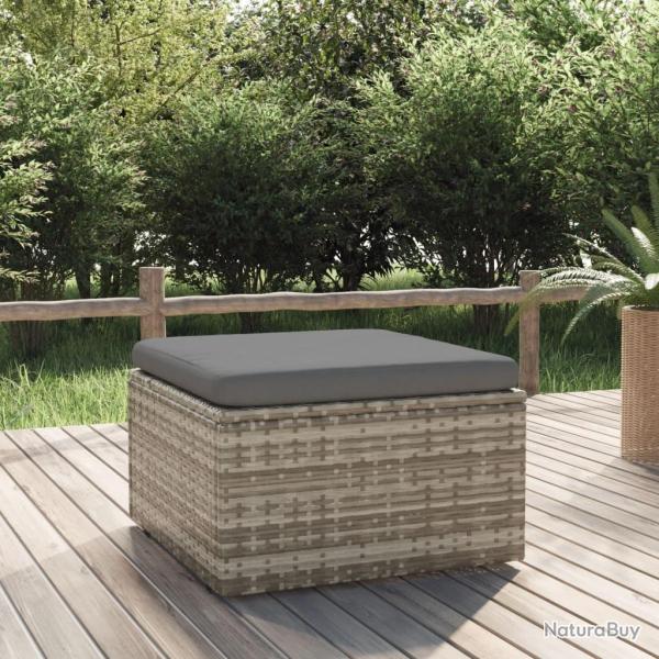 Repose-pied de jardin et coussin Gris 55x55x30cm R�sine tress�e