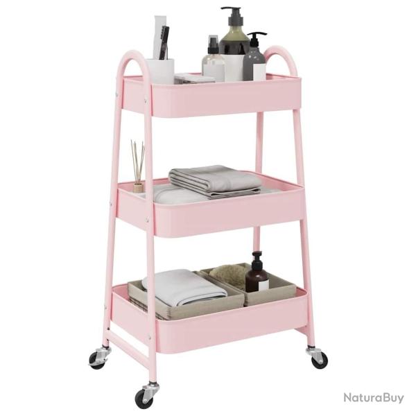 Chariot de rangement � 3 niveaux Rose 42 x 41,5 x 77 cm Acier